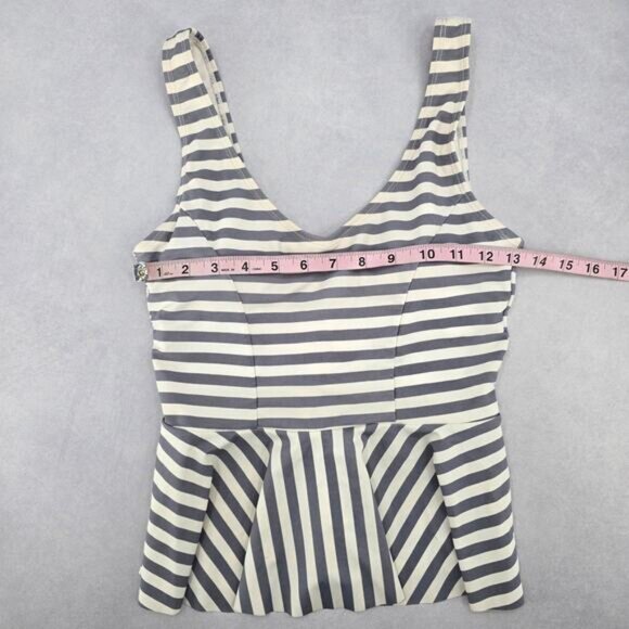 Cupshe Gray White Stripes Tankini Swimwear Crop Padded Top Beach XS Extra Small - Picture 3 of 8